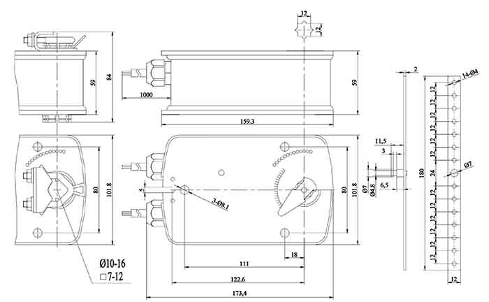 Размеры электропривода TS05-230S